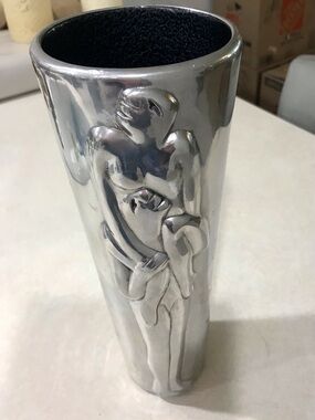 Carrol Boyes, Silver Aluminum Sculpted Art Acrobat Couples Metal Vase